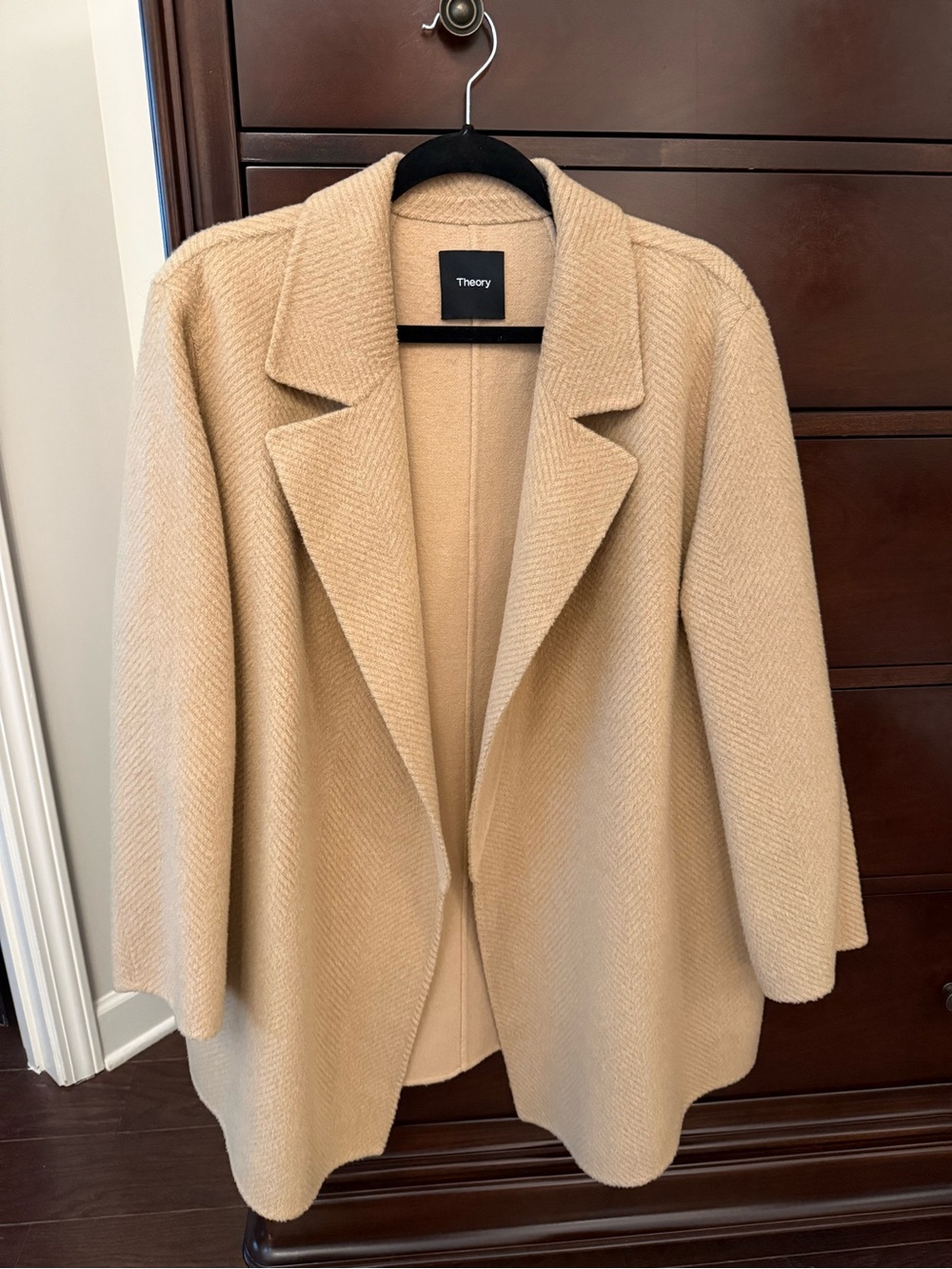 Theory Camel Wool-Blend Pea Coat - Open Front